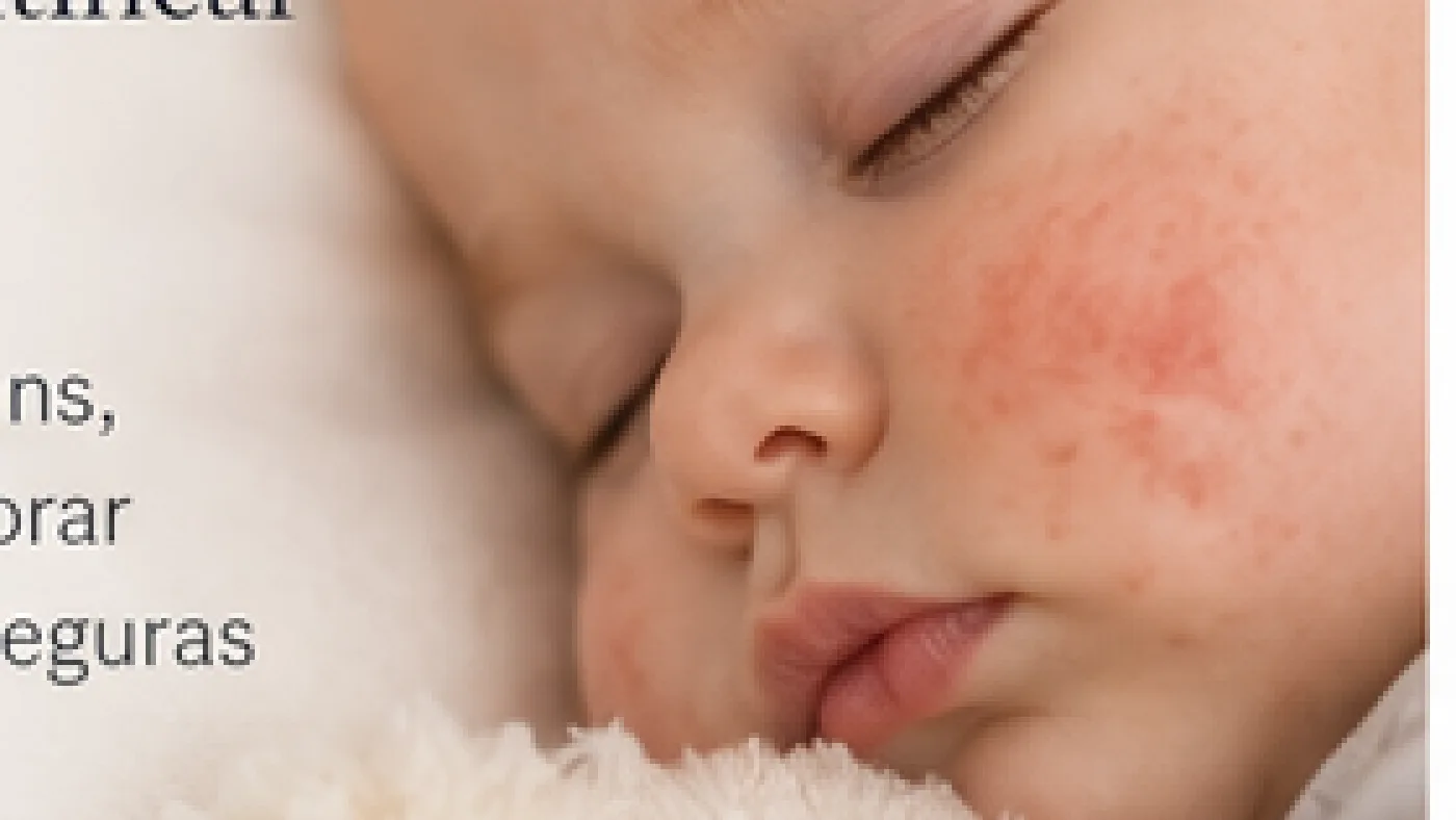 Bebê com pele facial sensível em imagem ilustrativa sobre eczema